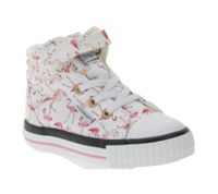 BRITISH KNIGHTS Dee Toddler Mid-Top Sneakers with Flamingos, Girls' Lace-Up Shoes with Reinforced Toe B49-3733I-03 White/Pink/Multicolor