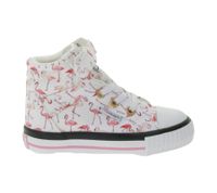 BRITISH KNIGHTS Dee Toddler Mid-Top Sneakers with Flamingos, Girls' Lace-Up Shoes with Reinforced Toe B49-3733I-03 White/Pink/Multicolor
