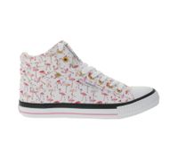 BRITISH KNIGHTS Dee Damen Mid-Top Sneaker mit Flamingos Schnür-Schuhe mit verstärktem Zehenbereich B49-3733-01 Weiß/Pink/Schwarz