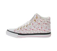BRITISH KNIGHTS Dee Damen Mid-Top Sneaker mit Flamingos Schnür-Schuhe mit verstärktem Zehenbereich B49-3733-01 Weiß/Pink/Schwarz
