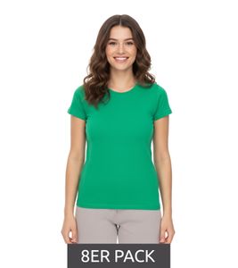 8-Pack WORXWEAR Women's T-Shirt - Fashionable Crew Neck Short Sleeve Shirt, 180gsm, Green
