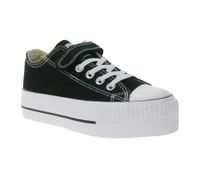 BRITISH KNIGHTS Kaya Low Kids' Low-Top Canvas Sneakers with Reinforced Toe and Platform Lace-Up Shoes B49-3705C-02 Black