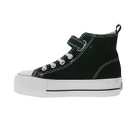 BRITISH KNIGHTS Kaya Mid Kinder Mid-Top Canvas-Sneaker mit dekorativer Blumen-Stickerei & Loveyourself-Print Schnür-Schuhe Teenager Mädchen B49-3710C-01 Schwarz