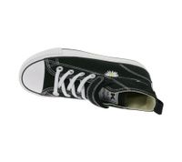 BRITISH KNIGHTS Kaya Mid Kinder Mid-Top Canvas-Sneaker mit dekorativer Blumen-Stickerei & Loveyourself-Print Schnür-Schuhe Teenager Mädchen B49-3710C-01 Schwarz
