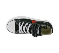 Baskets basses en toile Kaya Low pour enfant, avec broderie cœur et imprimé « love », à lacets, noires, B49-3706C-02