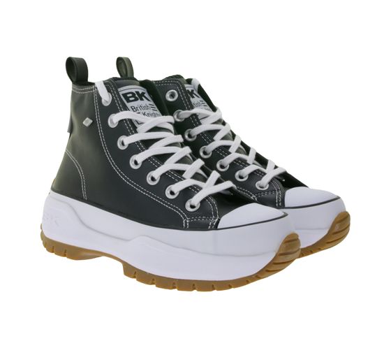 BRITISH KNIGHTS Kaya Mid Fly Women's Mid-Top Canvas Sneakers with Serrated Sole Lace-Up Shoes B49-3735-02 Black