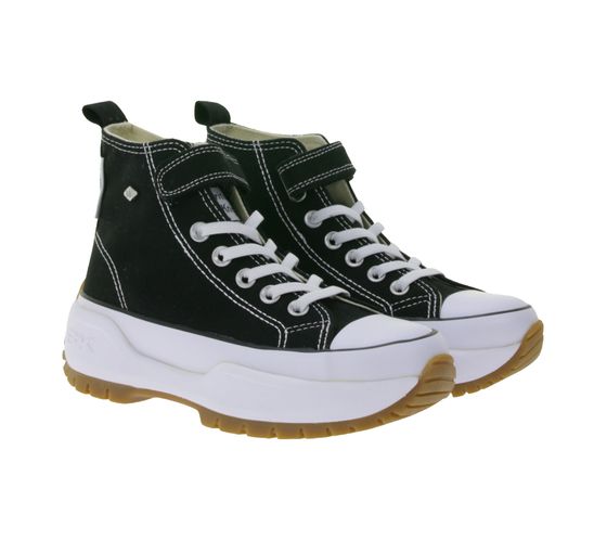 BRITISH KNIGHTS Kaya Mid Fly Kids Mid-Top Canvas Sneakers with Serrated Sole Lace-Up Shoes Teen Boys Girls B49-3702C-01 Black