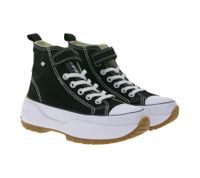 BRITISH KNIGHTS Kaya Mid Fly Kids Mid-Top Canvas Sneakers with Serrated Sole Lace-Up Shoes Teen Boys Girls B49-3702C-01 Black