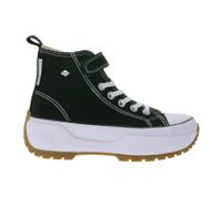 BRITISH KNIGHTS Kaya Mid Fly Kids Mid-Top Canvas Sneakers with Serrated Sole Lace-Up Shoes Teen Boys Girls B49-3702C-01 Black