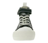 BRITISH KNIGHTS Kaya Mid Kids Mid-Top Canvas Sneakers with Decorative Heart Print Lace-Up Shoes Teenage Girls B52-3705C-01 Black