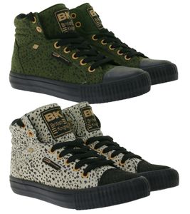 BRITISH KNIGHTS Dee Damen Mid-Top Sneaker mit Geparden-Muster Schnür-Schuhe mit verstärktem Zehenbereich in Oliv-Grün oder Beige/Schwarz