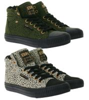 BRITISH KNIGHTS Dee Damen Mid-Top Sneaker mit Geparden-Muster Schnür-Schuhe mit verstärktem Zehenbereich in Oliv-Grün oder Beige/Schwarz