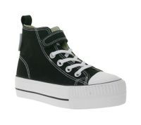 BRITISH KNIGHTS Kaya Mid Kids' Mid-Top Canvas Sneakers with Reinforced Toe, Lace-Up Shoes for Teen Boys and Girls, B49-3709C-01, Black