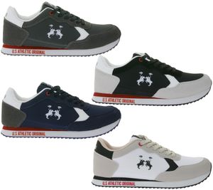 Zapatillas deportivas U.S. ATHLETIC Speed ​​Run para hombre, con diseño de lona y ante, con cordones, color gris, negro, blanco o azul marino