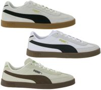Baskets PUMA Club II Era pour homme et femme, en cuir véritable, au design rétro inspiré du football, avec semelle intérieure Softfoam, coloris beige/noir, blanc/noir ou beige/marron.
