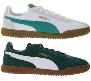 PUMA Club Kayzer Suede Chaussures Homme en daim, Baskets de football rétro avec semelle Softfoam, Blanc/Vert ou Vert/Blanc