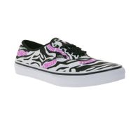 VANS Authentic Kids' Zebra-Design Canvas Sneakers, Lace-Up Shoes with Pink Logo, Teen Girls' Zebra Daze VN0A4UH3BMA1 Black/White