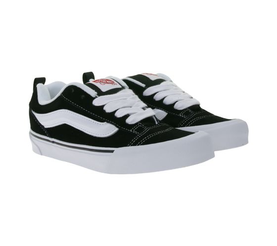 VANS Knu Skool Women's Genuine Leather Sneakers, Fashionable Low-Top Shoes with Rubber Waffle Sole, VN0009QC6BT1 Black