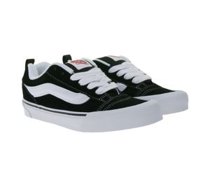VANS Knu Skool Women's Genuine Leather Sneakers, Fashionable Low-Top Shoes with Rubber Waffle Sole, VN0009QC6BT1 Black