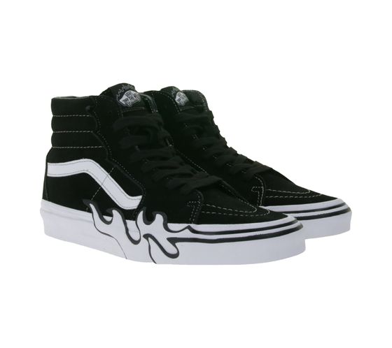 VANS SK8-Hi Flame Women's High-Top Sneakers with Flame Design Suede Shoes VN0005UJBZW1 Black/White