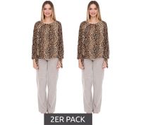Pack de 2 Blusas Vestino Carmen de mujer con hombros descubiertos y estampado de leopardo (900319) Beige/Negro