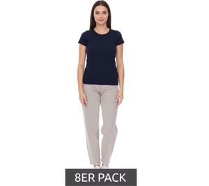 8er Sparpack WORXWEAR Damen T-Shirt modisches Rundhals-Shirt mit 180gsm Kurzarm-Shirt Navy
