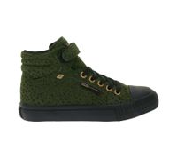 BRITISH KNIGHTS Dee Kids' Mid-Top Sneakers with Polka Dots - Lace-Up Shoes for Girls and Boys with Reinforced Toe - Black/Olive Green or Beige/Black