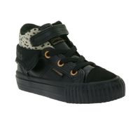 BRITISH KNIGHTS Roco Baby Mid-Top Sneakers with Cheetah Print - Toddler Lace-Up Shoes with Fold-Down Cuff - Girls B48-3709I Black