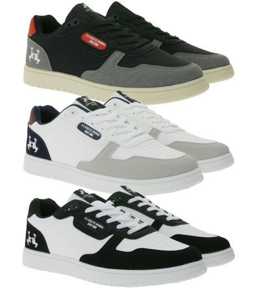 Zapatillas casuales básicas para hombre de U.S. ATHLETIC con logo en relieve, cordones y bordado. Disponibles en negro/gris, blanco/gris o blanco/negro.