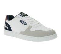 Zapatillas casuales básicas para hombre de U.S. ATHLETIC con logo en relieve, cordones y bordado. Disponibles en negro/gris, blanco/gris o blanco/negro.