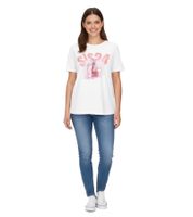 Confezione da 2 T-shirt da donna in cotone Aniston CASUAL con logo SIS24, manica corta, 85719030, bianco ecrù
