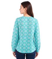 Blusa de algodón para mujer ZWILLINGSHERZ, blusa de verano con estampado paisley integral 33125, azul, rosa o turquesa