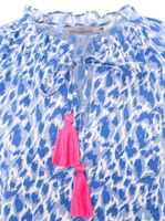 Blusa de verano para mujer ZWILLINGSHERZ "Leopardo Colorido" con estampado de leopardo 33224 Azul/Rosa o Rosa/Amarillo/Blanco