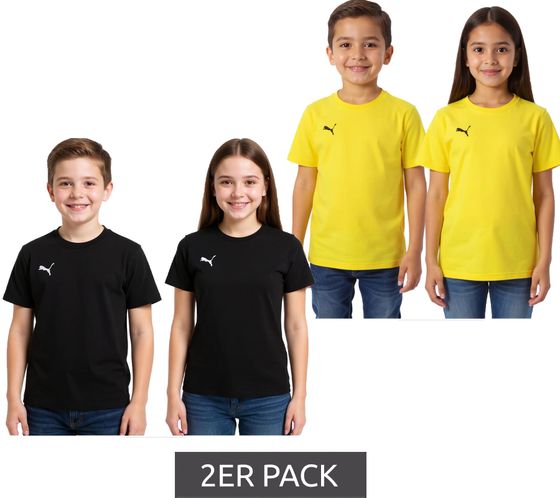 Pack de 2 camisetas deportivas PUMA TeamGoal 23 para niño y niña, de algodón con parche del logo, 656709, color negro o amarillo