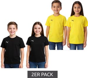 Pack de 2 camisetas deportivas PUMA TeamGoal 23 para niño y niña, de algodón con parche del logo, 656709, color negro o amarillo