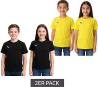 Pack de 2 camisetas deportivas PUMA TeamGoal 23 para niño y niña, de algodón con parche del logo, 656709, color negro o amarillo