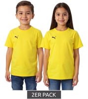 Pack de 2 camisetas deportivas PUMA TeamGoal 23 para niño y niña, de algodón con parche del logo, 656709, color negro o amarillo