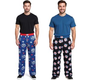 RE:COVERED X NFL Shield and Stars Loungepants Herren Schlafanzug-Hose mit NFL-Logo Baumwolle Pyjama-Hose Blau oder Schwarz