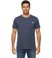 11 PROJECT Santo Herren Baumwoll-Shirt T-Shirt meliertes Sommer-Shirt mit Brusttasche 20715236 ME Schwarz, Rostrot oder Blau
