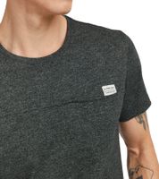 11 PROJECT Santo Herren Baumwoll-Shirt T-Shirt meliertes Sommer-Shirt mit Brusttasche 20715236 ME Schwarz, Rostrot oder Blau