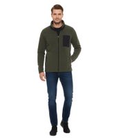 INDICODE Wilton Herren Fleece-Jacke mit Stehkragen und Brusttasche Übergangs-Jacke in melierter Optik 55383MM in Grau/Schwarz, Grün, oder Navy/Schwarz