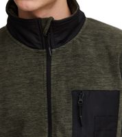 INDICODE Wilton Herren Fleece-Jacke mit Stehkragen und Brusttasche Übergangs-Jacke in melierter Optik 55383MM in Grau/Schwarz, Grün, oder Navy/Schwarz