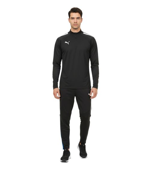 Sudadera PUMA Teamliga con cremallera de 1/4 para hombre, camiseta de entrenamiento sostenible con dryCELL Sport Shirt 657236 03, color negro.