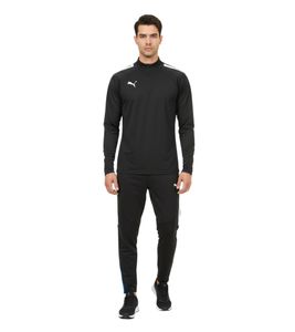 Sudadera PUMA Teamliga con cremallera de 1/4 para hombre, camiseta de entrenamiento sostenible con dryCELL Sport Shirt 657236 03, color negro.