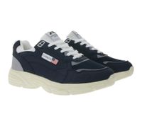 U.S. ATHLETIC Flag Men's Casual Sneakers with Overlay Look, Lace-Up Shoes, Black/White or Navy/White