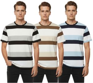 11 PROJECT Frankie Men's Cotton T-Shirt, Color-Blocking Summer Shirt 21301046ME Brown/White, Blue/White, or Black/White