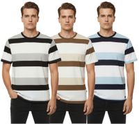 11 PROJECT Frankie Men's Cotton T-Shirt, Color-Blocking Summer Shirt 21301046ME Brown/White, Blue/White, or Black/White