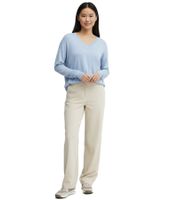 OXMO Damen Strick-Pullover mit V-Ausschnitt Alltags-Pullover 2180078-ME 1441211 Hell-Blau