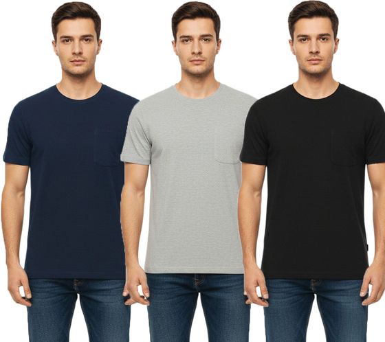 11 PROJECT Otto Men's Cotton T-Shirt, Simple Summer Shirt with Chest Pocket 20716238 ME Black, Blue, or Gray