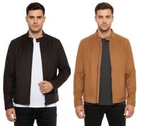 !SOLID Vamos Men's Faux Leather Jacket, Fashionable Transitional Jacket with Pockets 21301240ME in Toffee Brown or Black